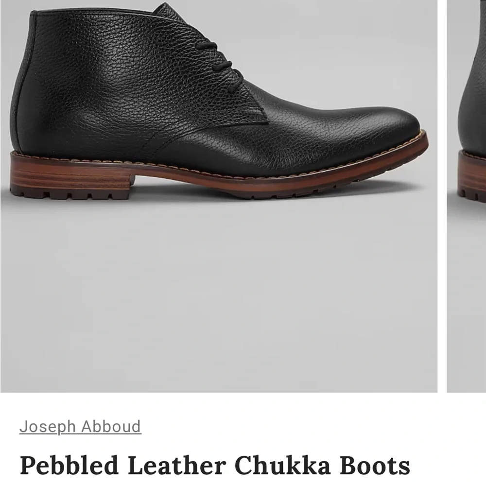 Joseph Abboud Black Pebbled Leather Chukka Boots 10.5 Classic Preppy Office